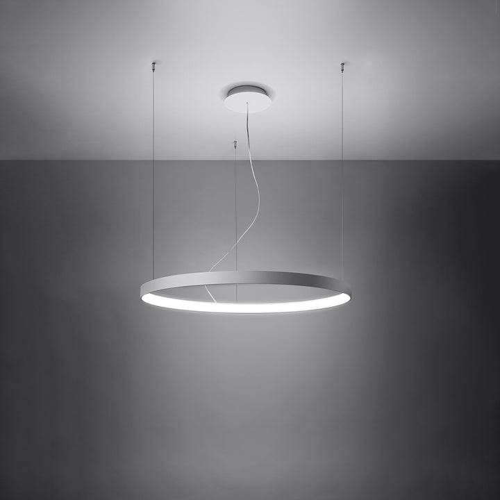 Lustre anneau RIO noir allumée, suspendu