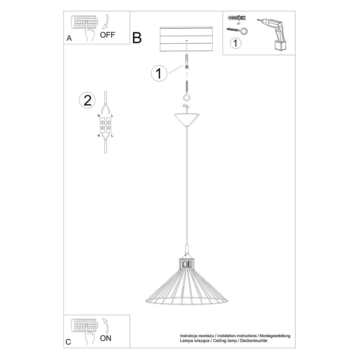 Schéma d'installation du luminaire