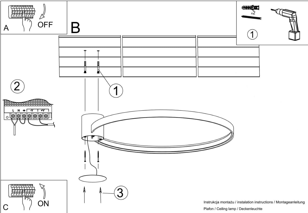 Schéma d'installation du luminaire