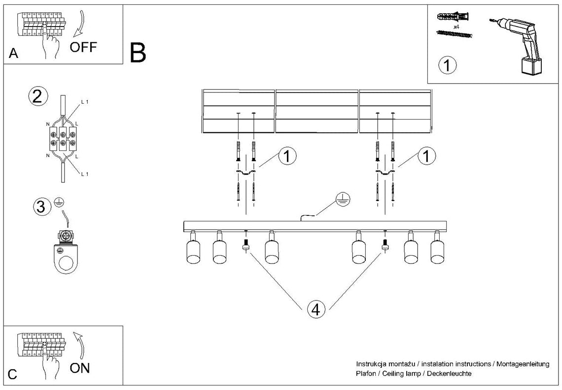 Schéma d'installation du luminaire