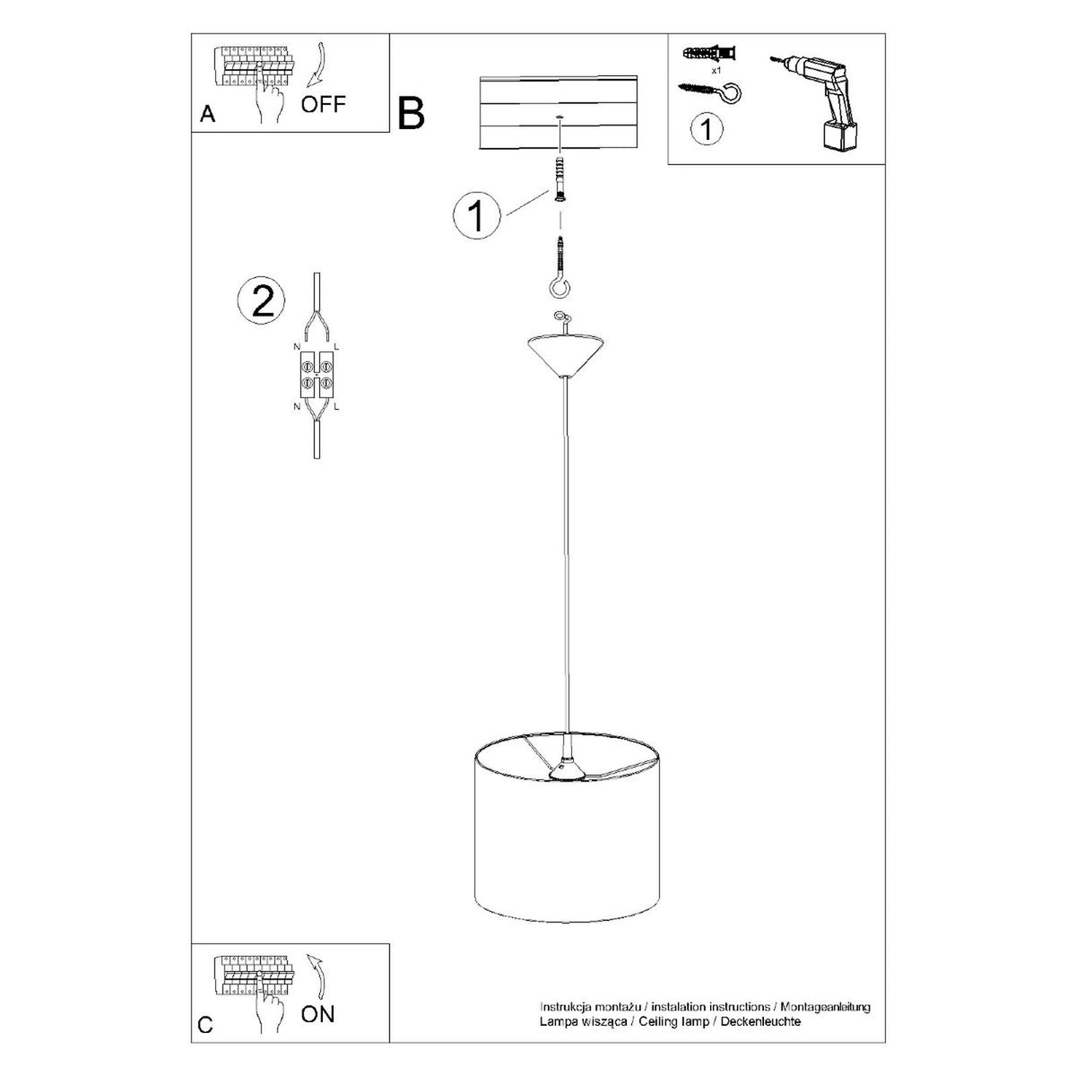 Schéma d'installation du luminaire