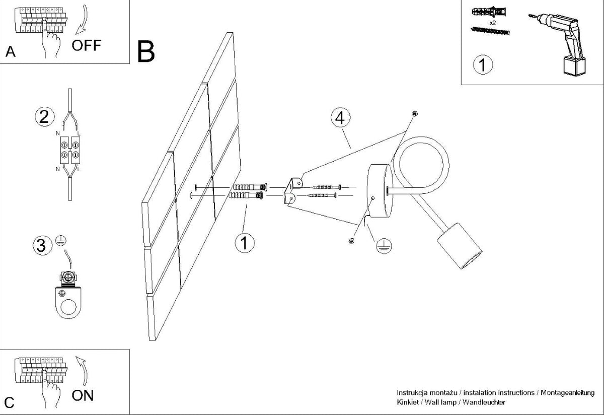 Schéma d'installation du luminaire