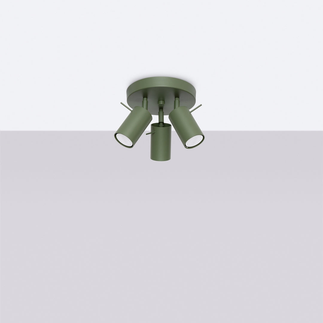 Luminaire Plafonnier vert olive éteinte, vue rapprochée