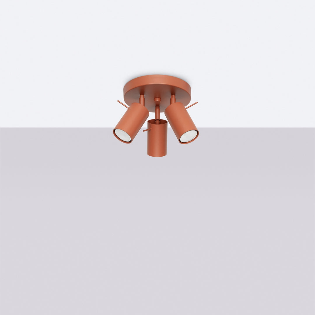 Luminaire Plafonnier ocre rouge éteinte, vue rapprochée