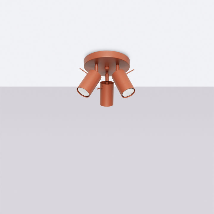 Luminaire Plafonnier ocre rouge éteinte, vue rapprochée