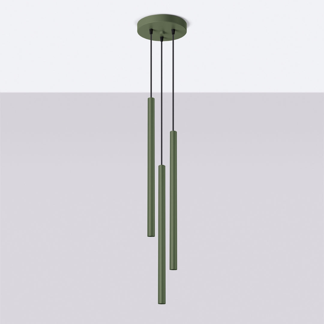 Suspension tube fin vert olive éteinte