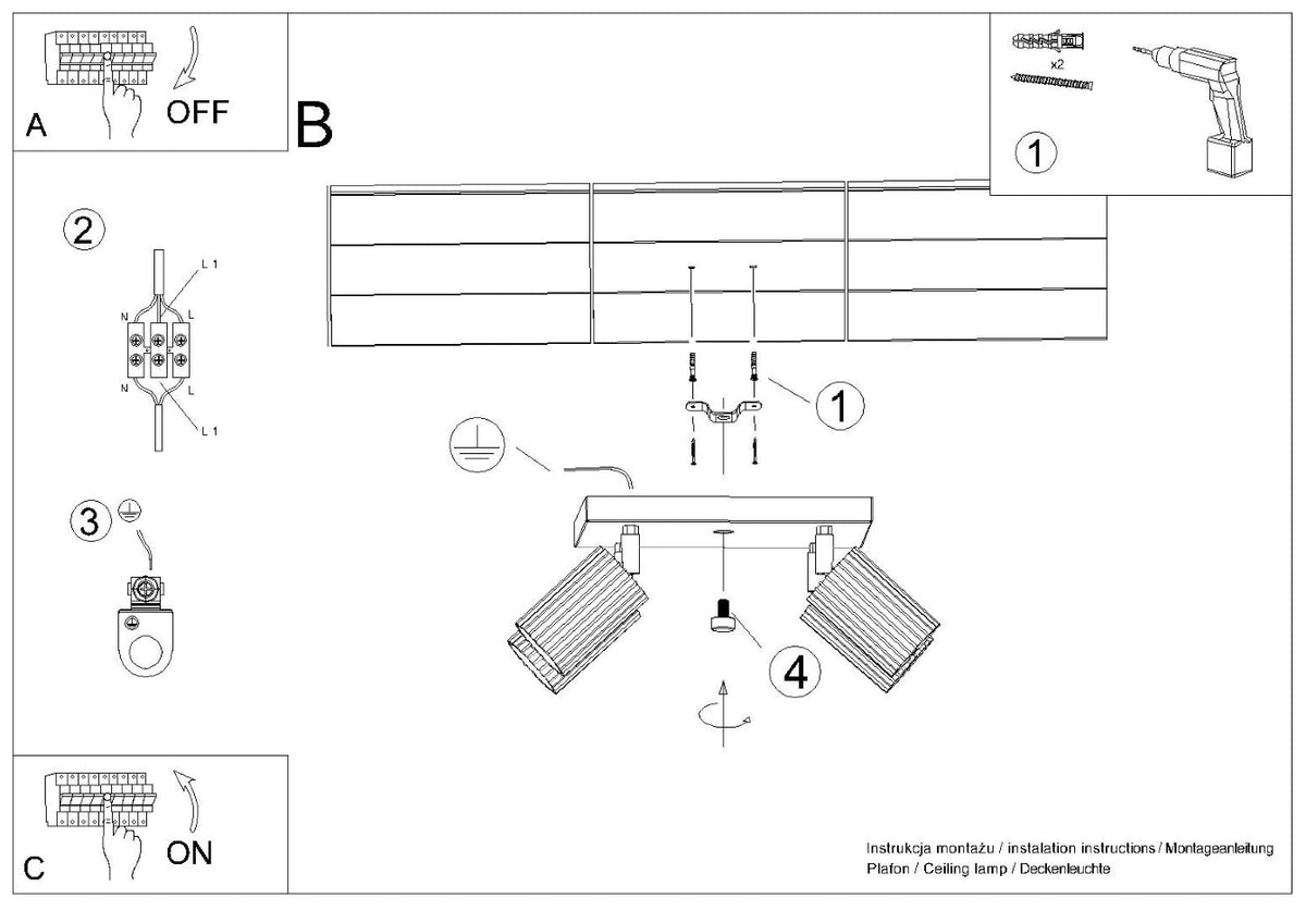 Schéma d'installation du luminaire
