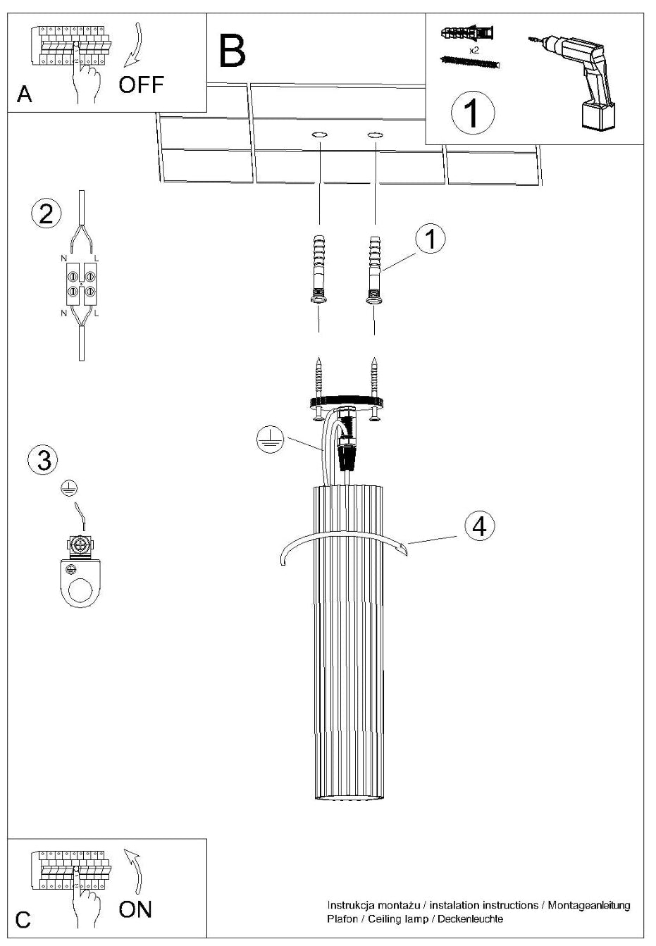 Schéma d'installation du luminaire