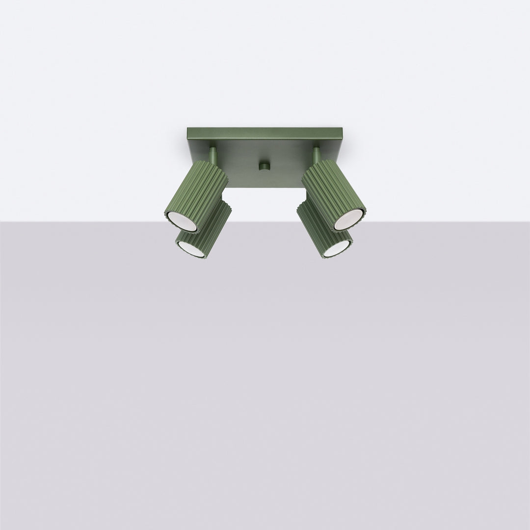 Luminaire Plafonnier vert olive éteinte, vue rapprochée