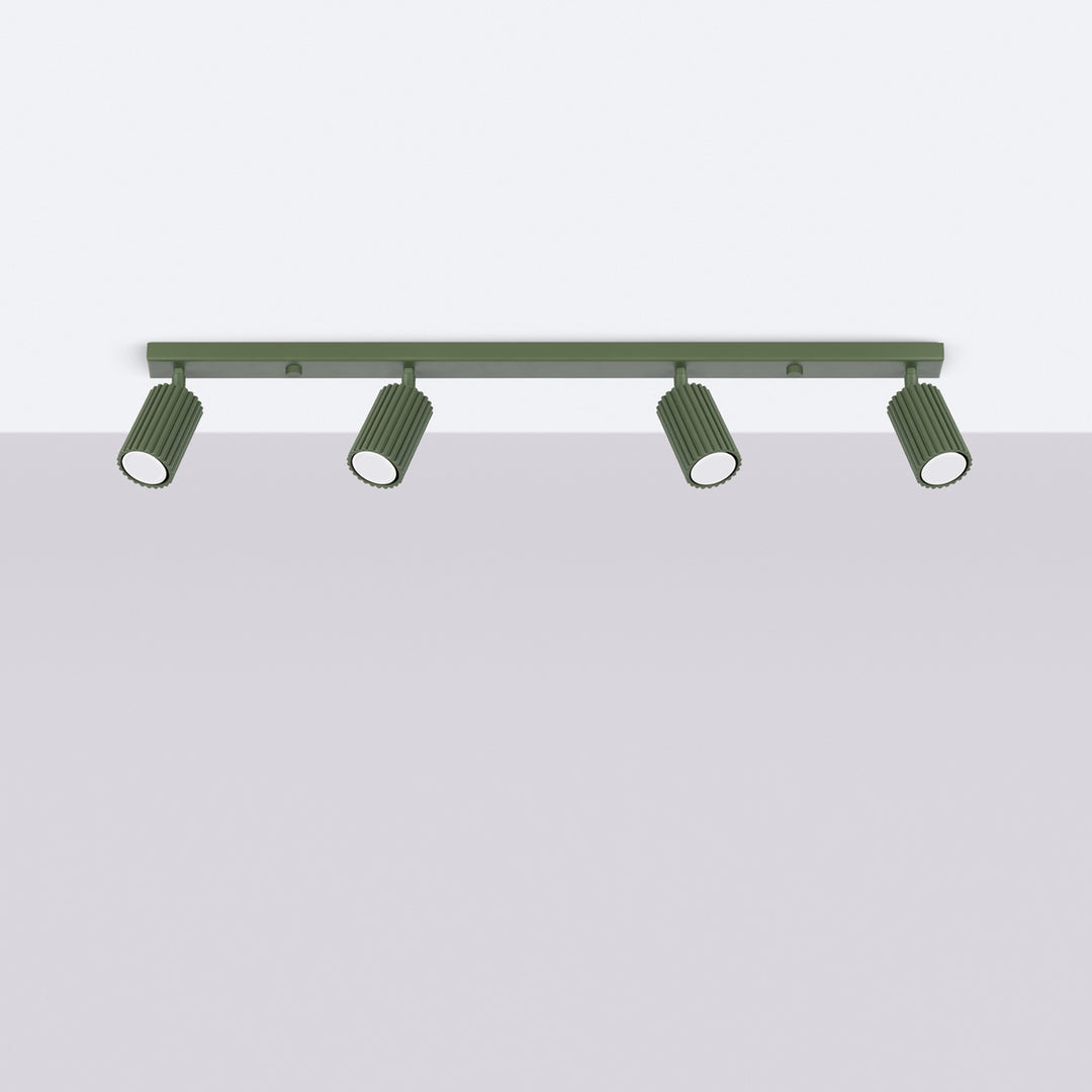 Luminaire Plafonnier vert olive éteinte, vue rapprochée