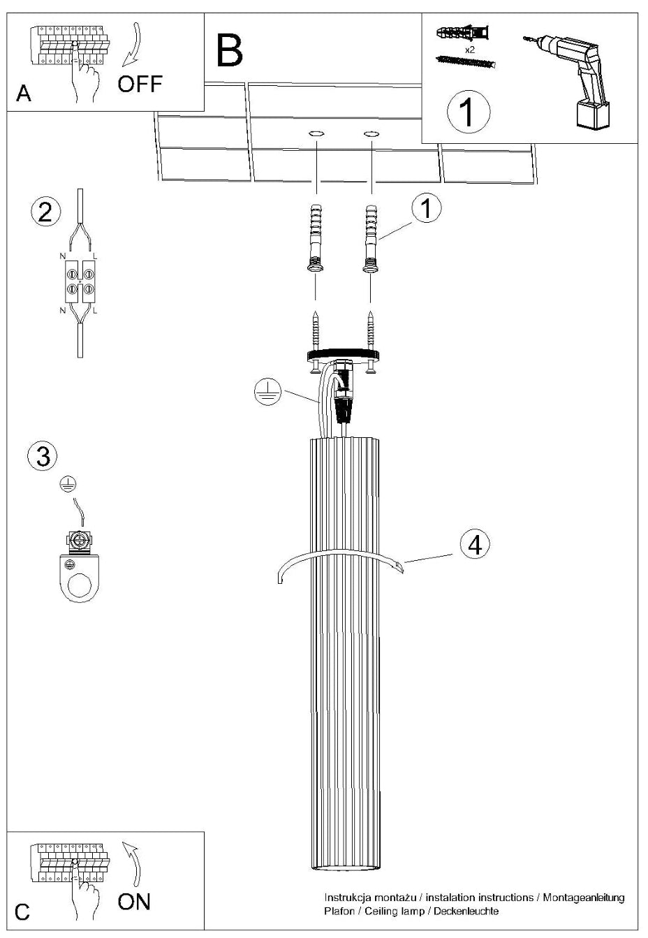 Schéma d'installation du luminaire