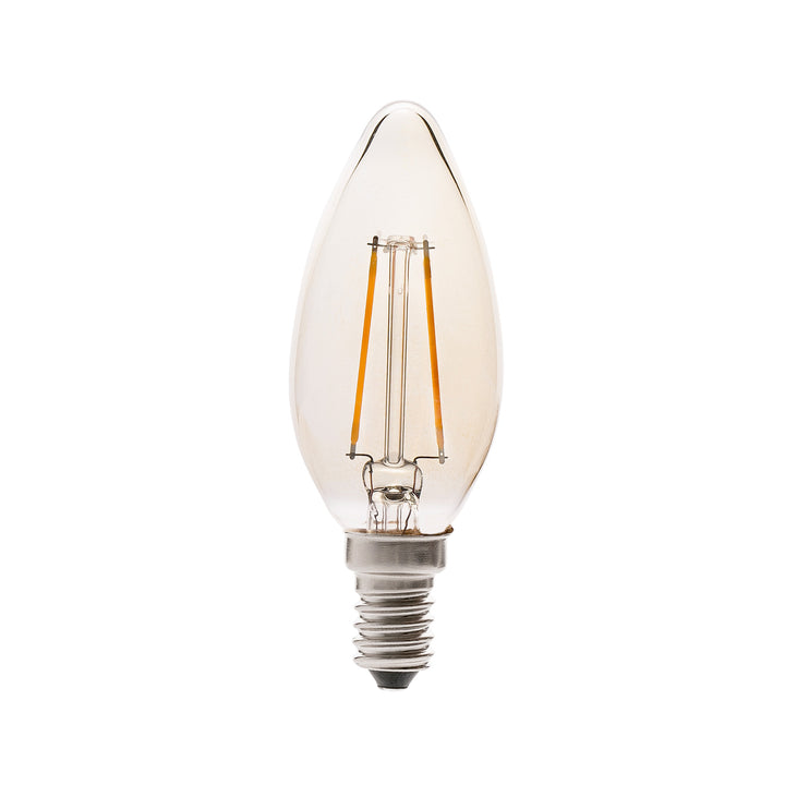 Ampoule LED E14 de Faro Barcelona, Flamme C35, 2 W filament ambré, 2200 K
