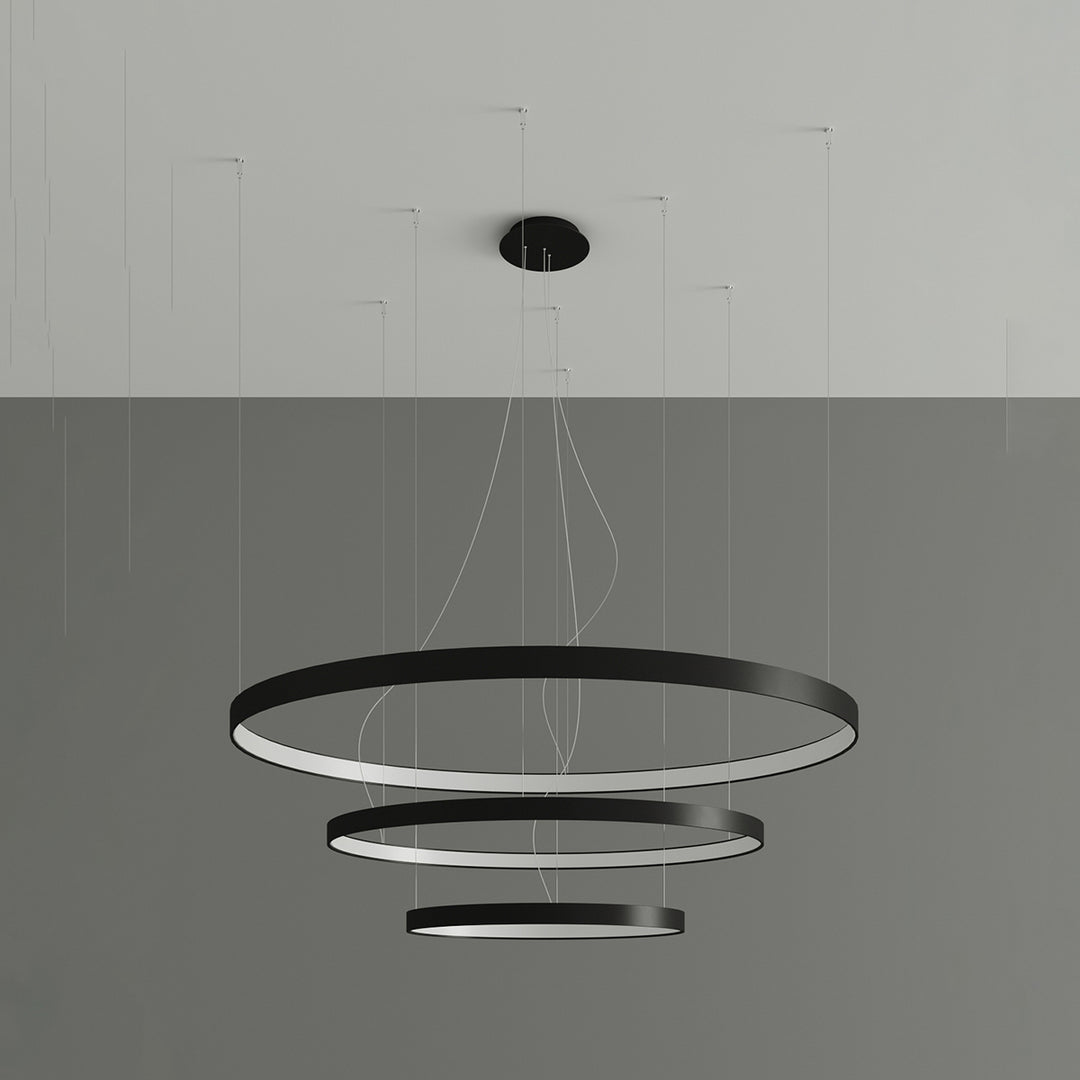 Lustre anneau RIO noir éteinte, suspendu