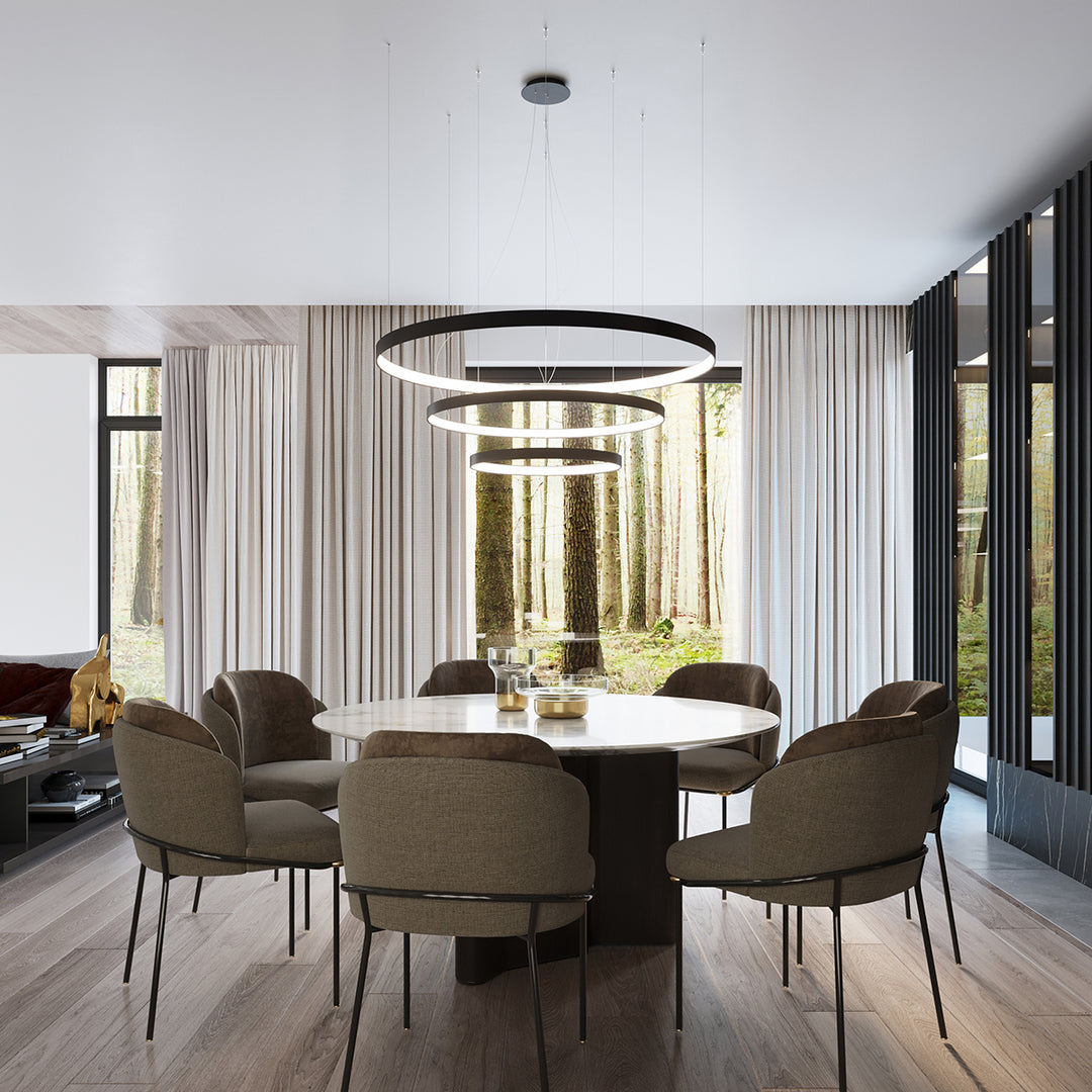 Lustre anneau RIO blanc dans un salon