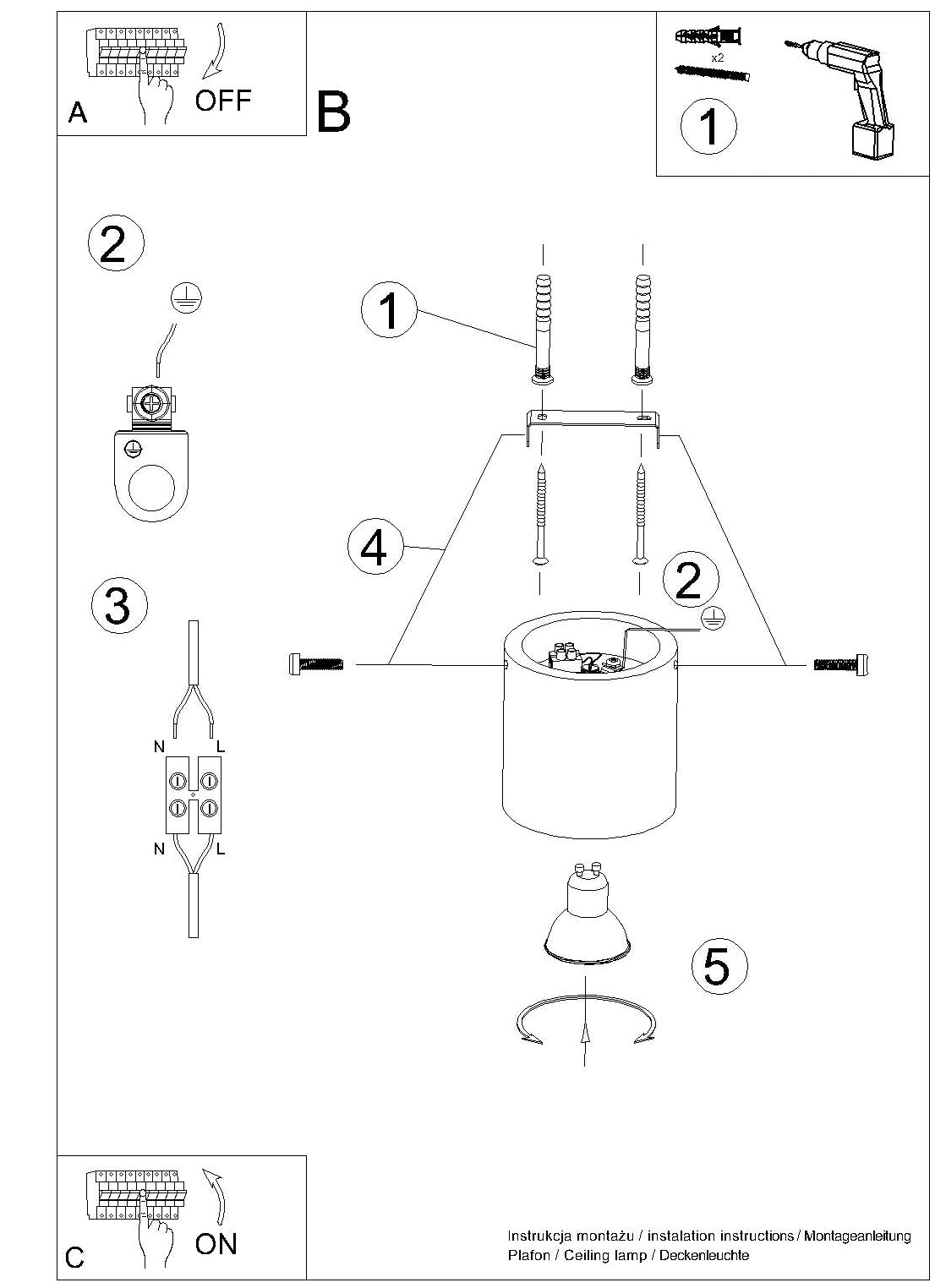 Schéma d'installation du luminaire