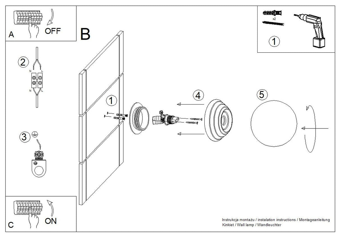 Schéma d'installation du luminaire