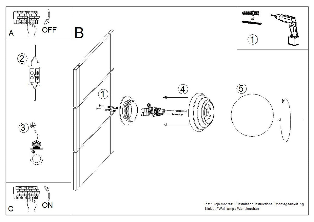 Schéma d'installation du luminaire