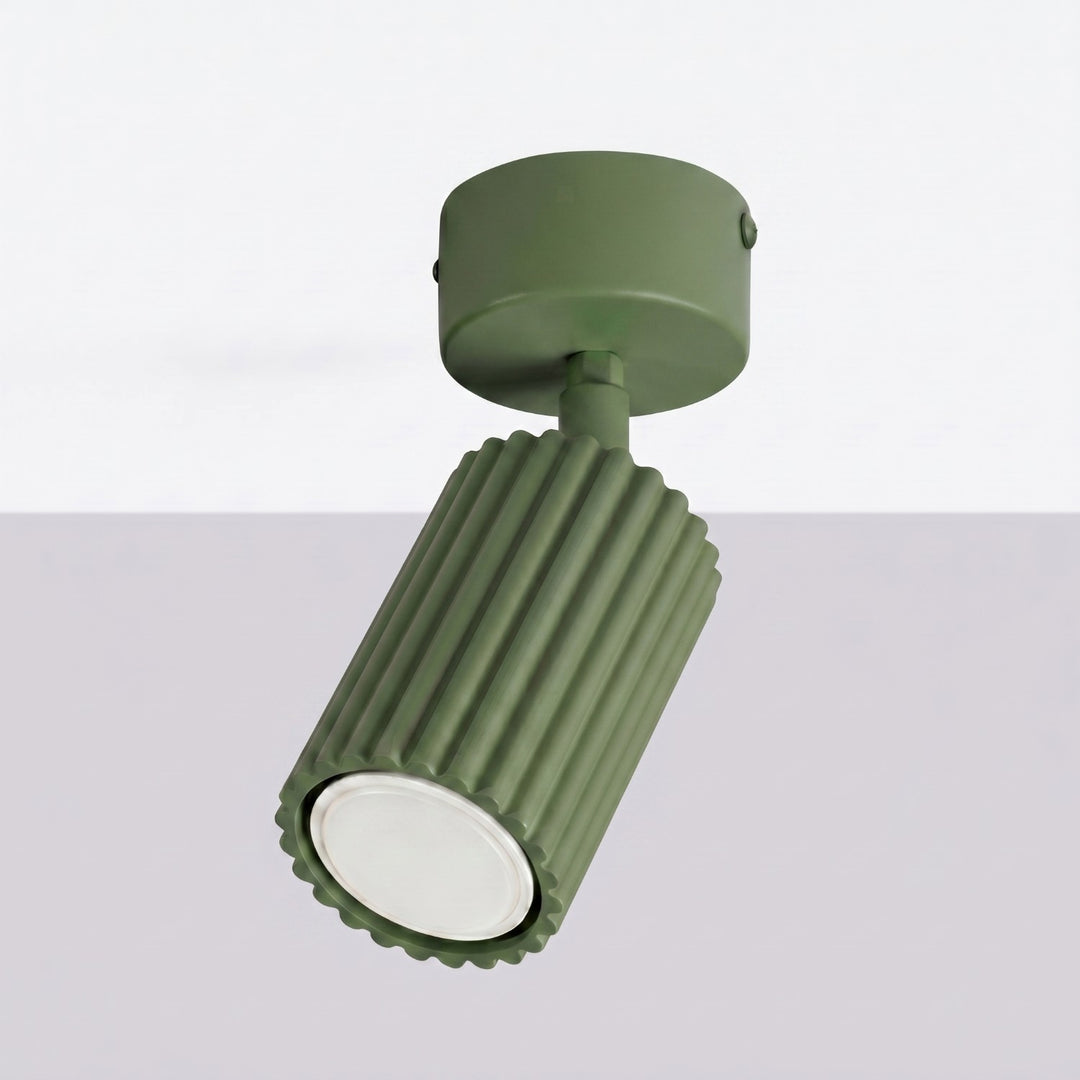Luminaire Plafonnier vert olive éteinte, vue rapprochée