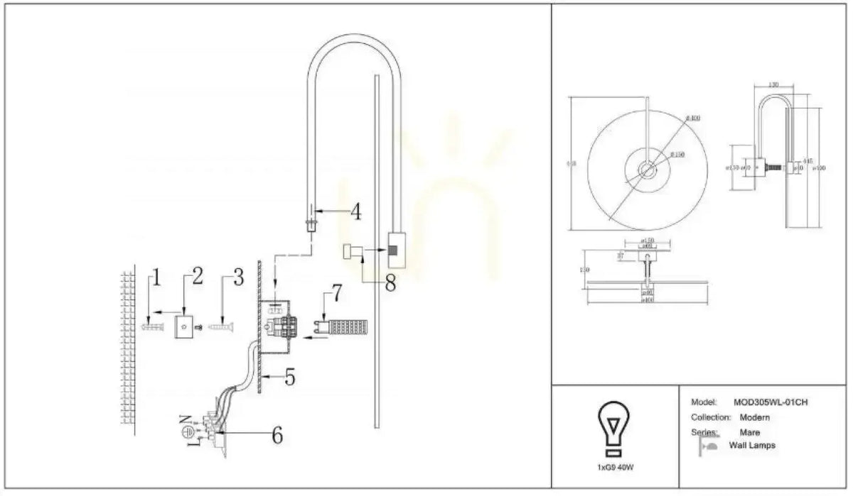 Schéma d'installation du luminaire