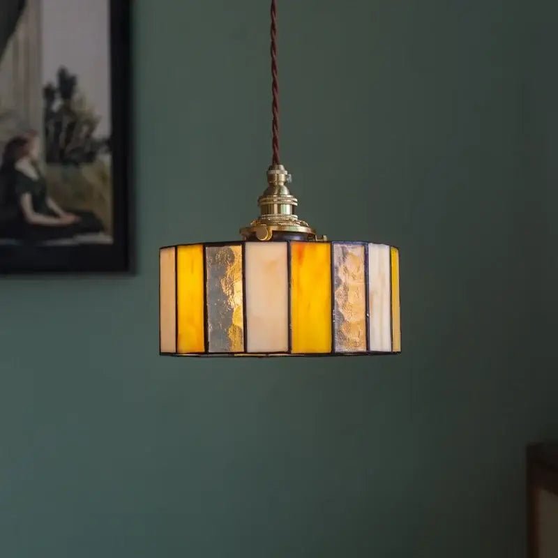 Suspension vintage en verre et cuivre design éclatant chic