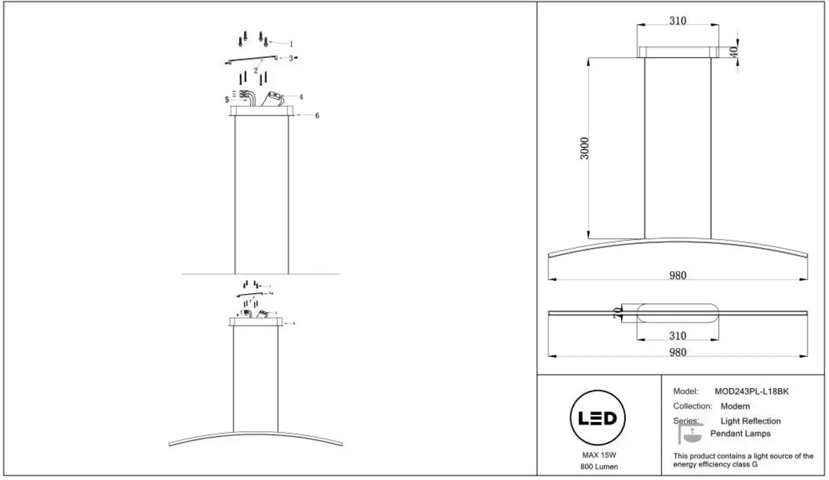 Schéma d'installation du luminaire