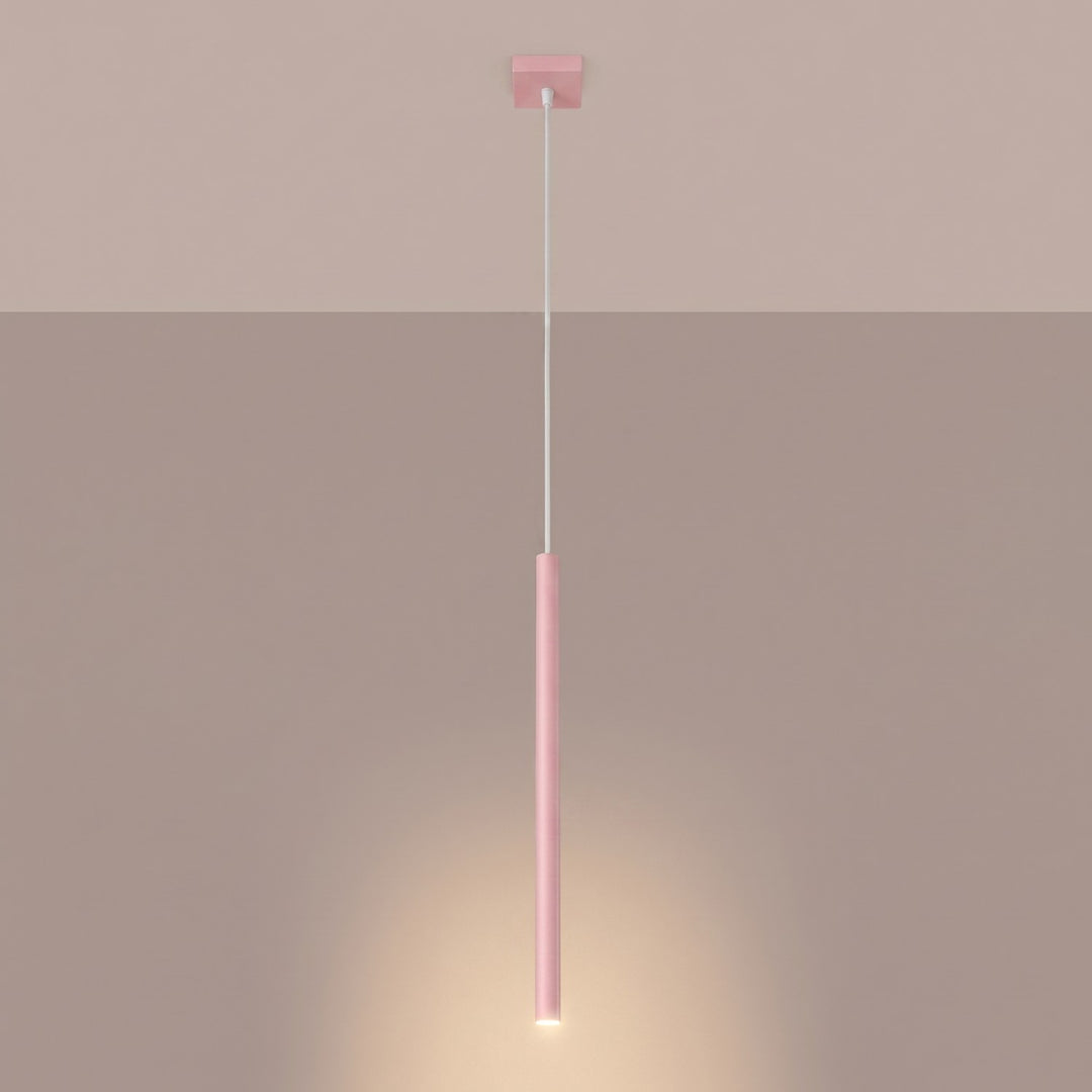 Suspension tube fin rose allumée