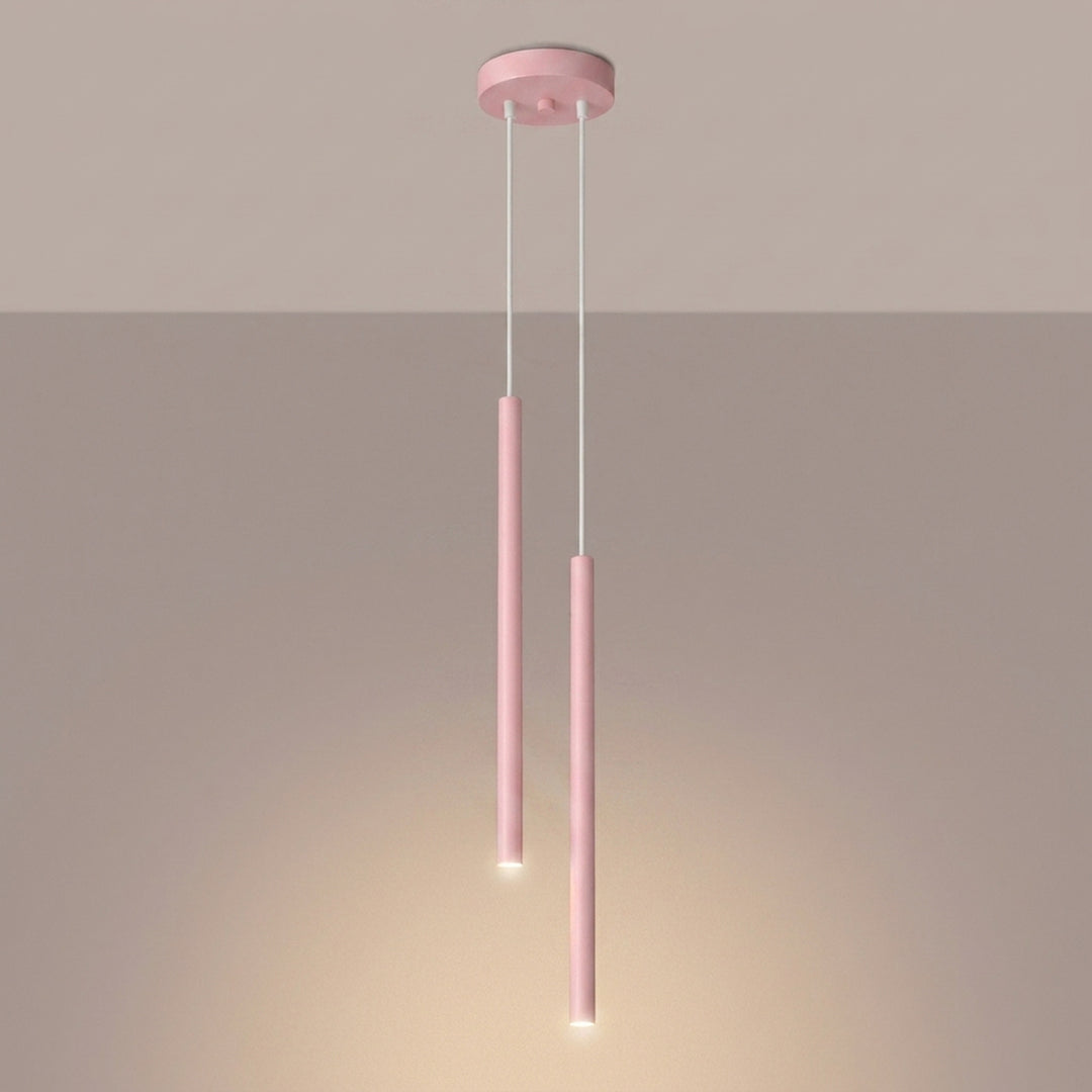 Suspension tube fin rose allumée