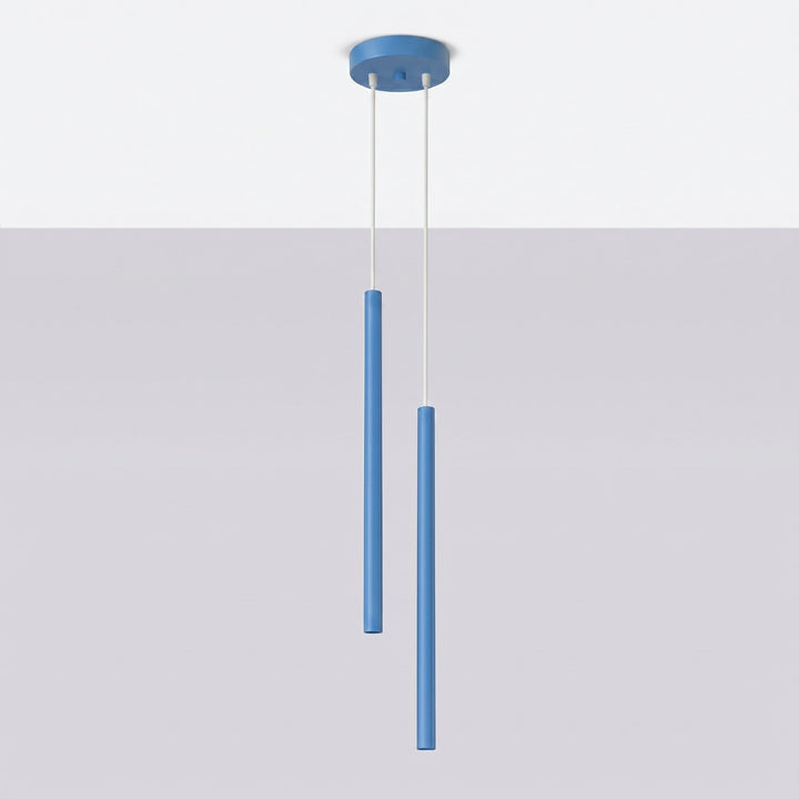 Suspension tube fin bleu clair éteinte