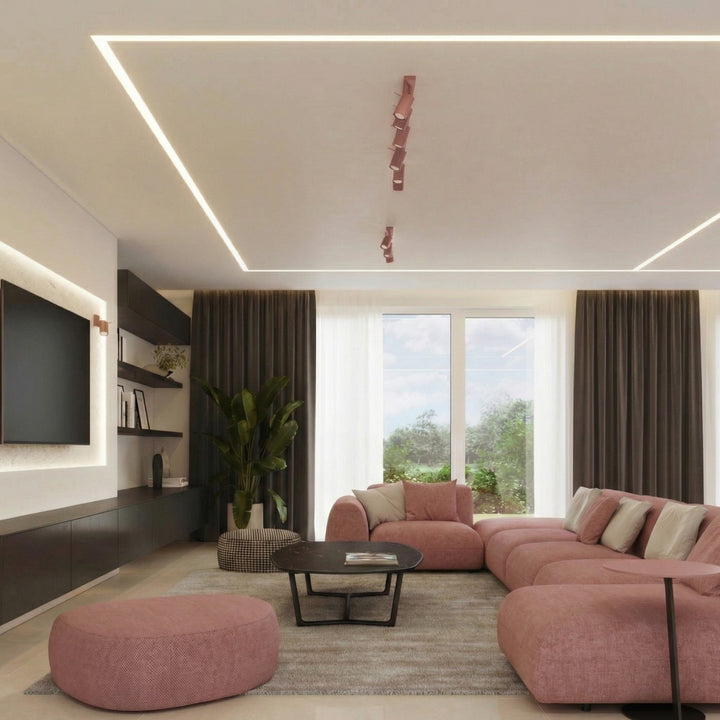 Luminaire Plafonnier rose dans un intérieur contemporain
