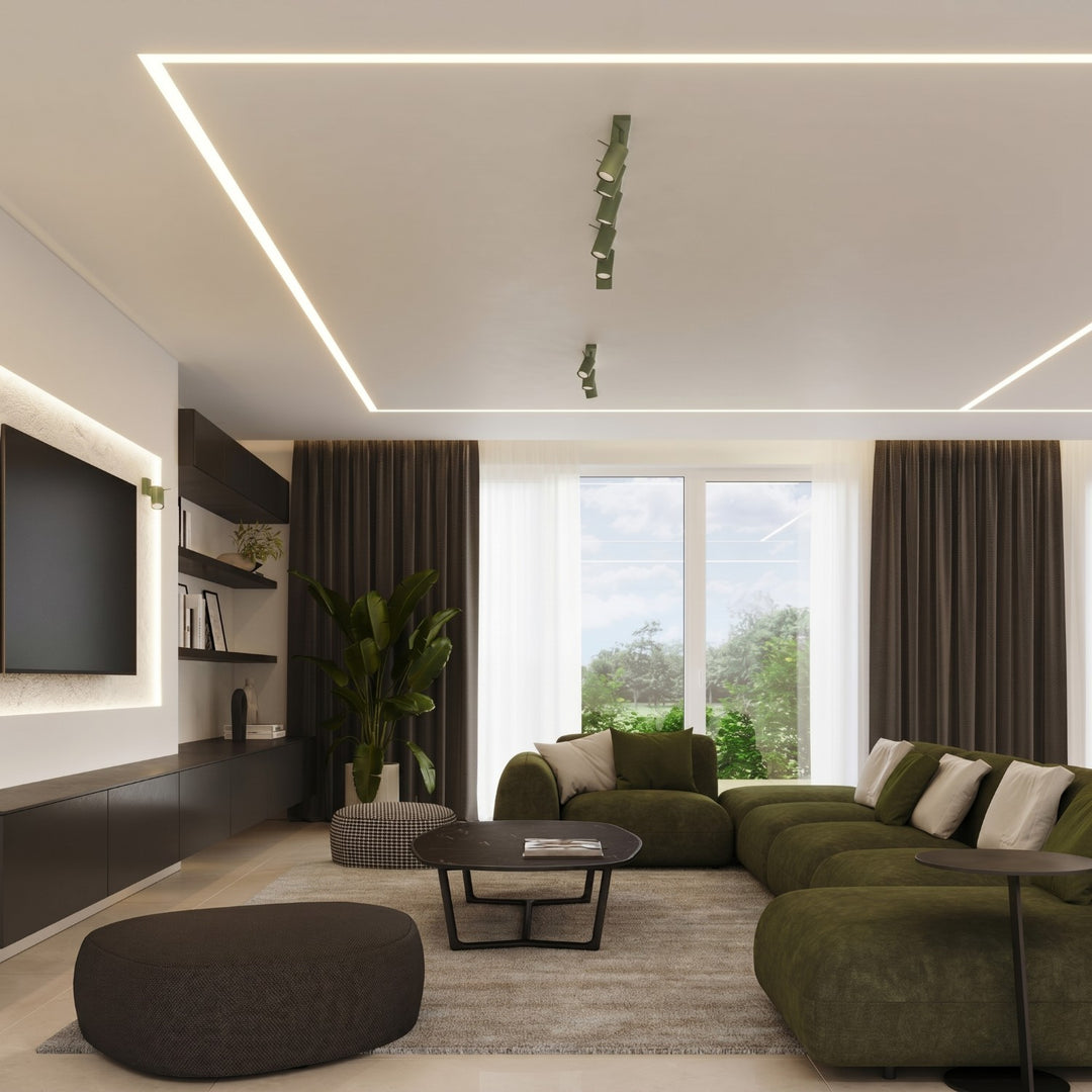 Luminaire Plafonnier sauge dans un intérieur contemporain