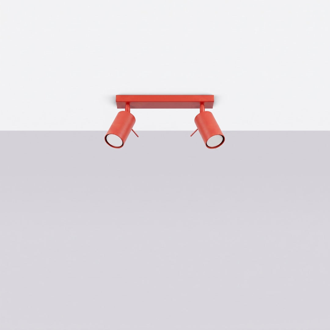 Luminaire Plafonnier rouge éteinte, vue rapprochée