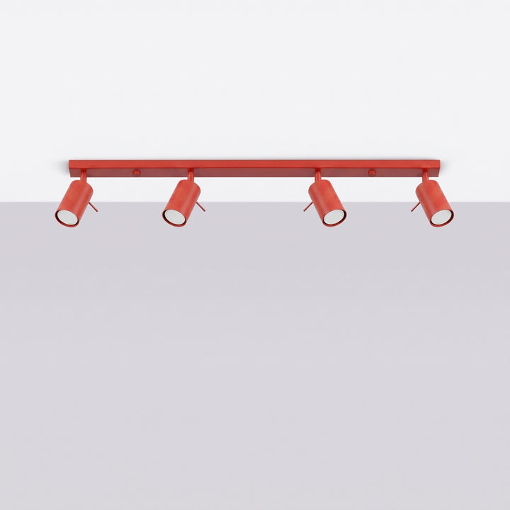 Luminaire Plafonnier rouge éteinte, vue rapprochée