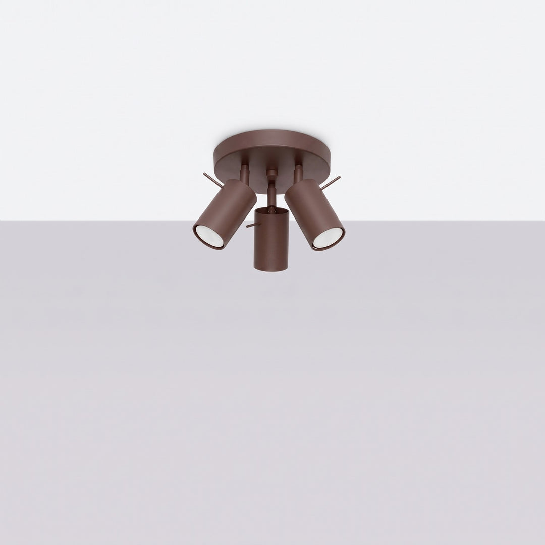Luminaire Plafonnier marron éteinte, vue rapprochée