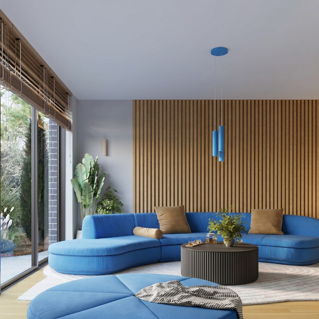 Luminaire Plafonnier bleu clair dans un intérieur contemporain