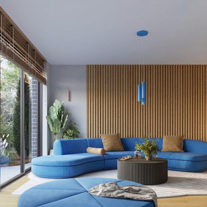 Luminaire Plafonnier bleu clair dans un intérieur contemporain