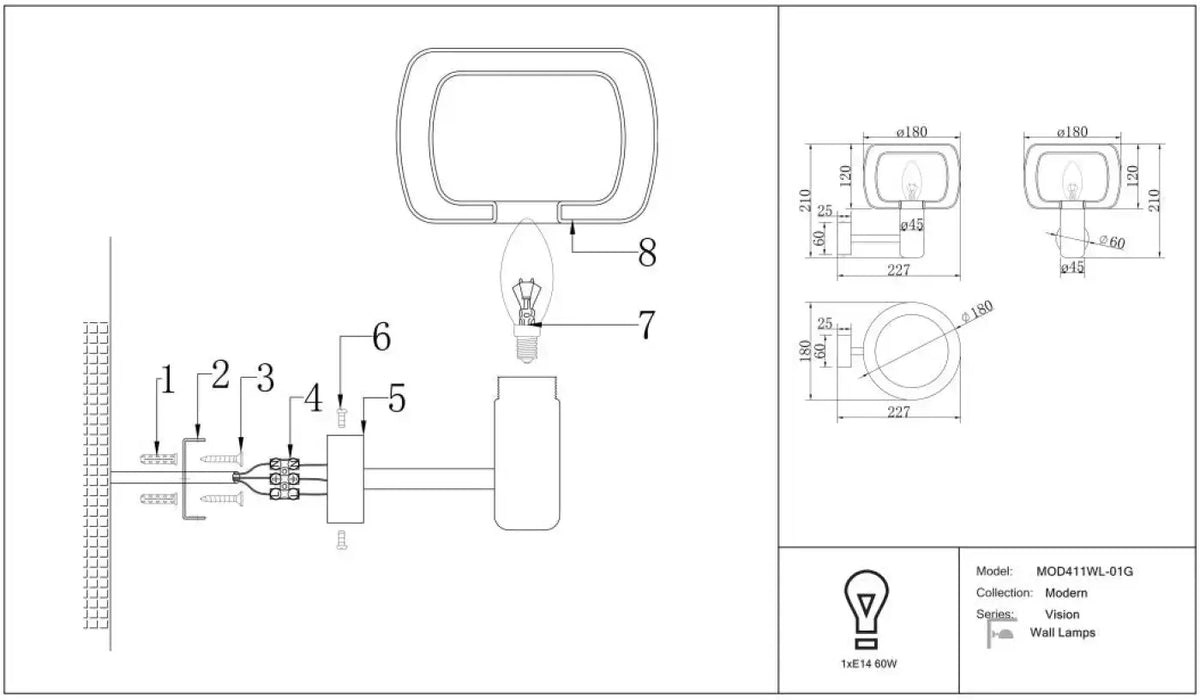 Schéma d'installation du luminaire