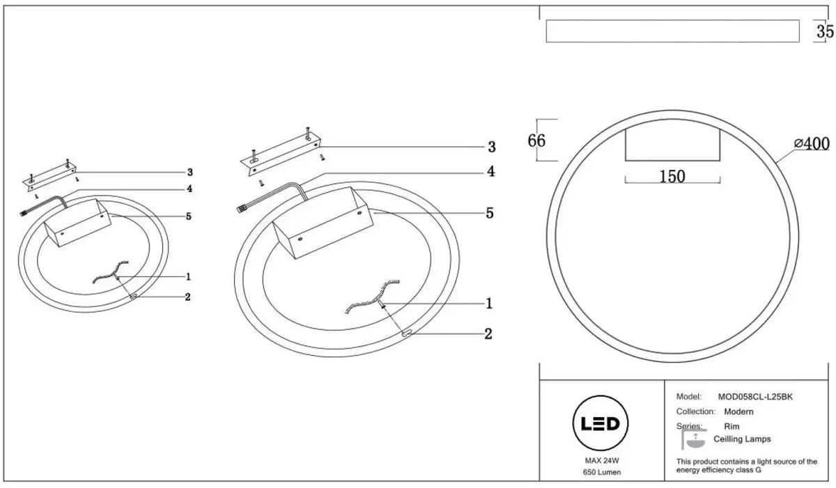 Schéma d'installation du luminaire