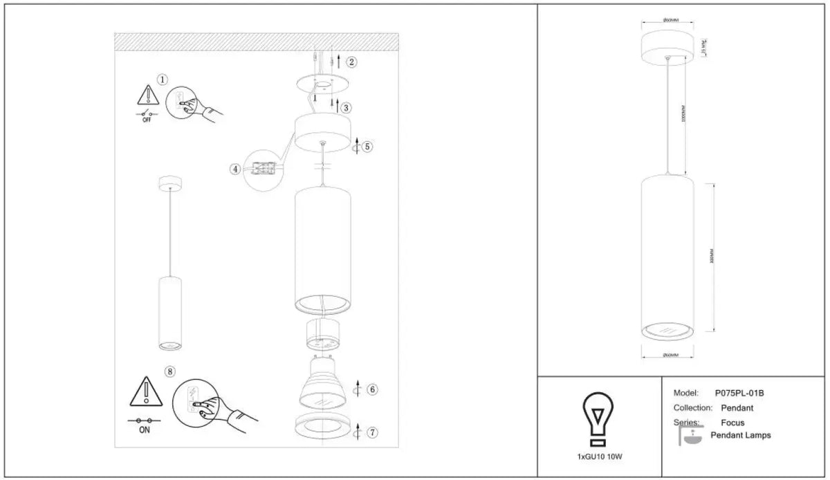 Schéma d'installation du luminaire