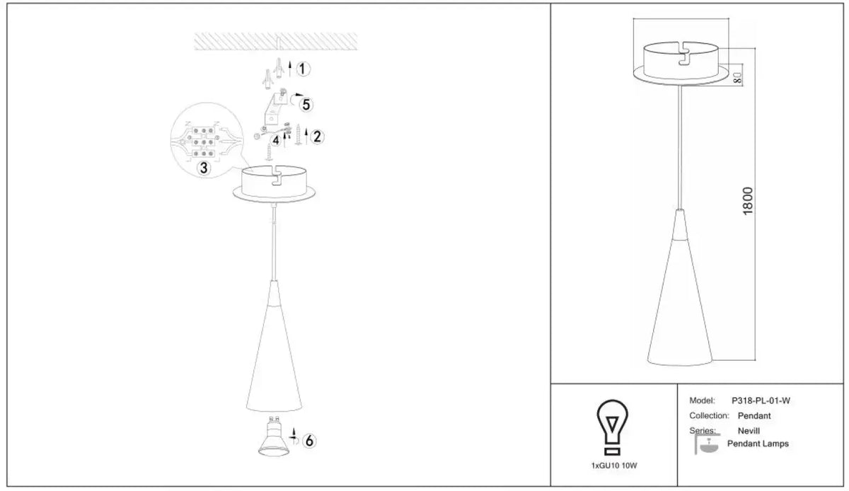Schéma d'installation du luminaire