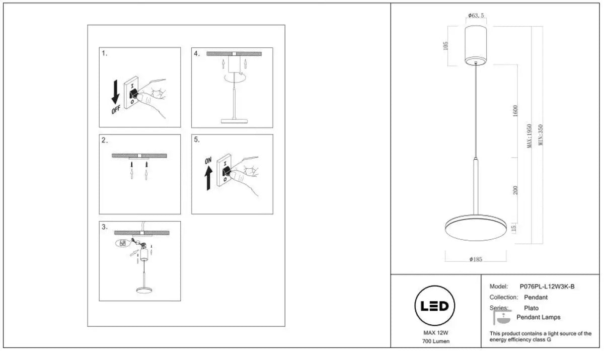Schéma d'installation du luminaire