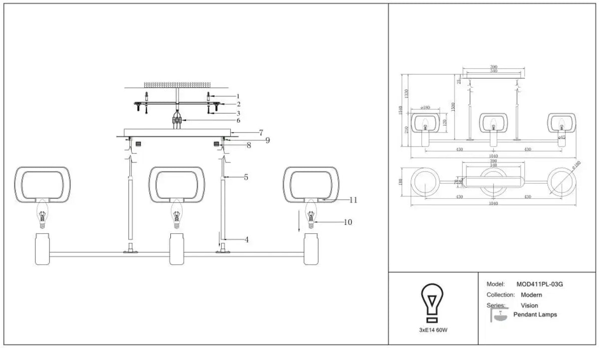 Schéma d'installation du luminaire