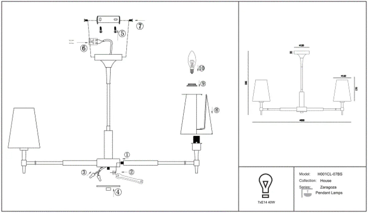 Schéma d'installation du luminaire