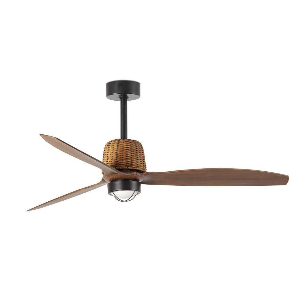 Ventilateur de plafond Weaver noir et noyer avec lumière LED