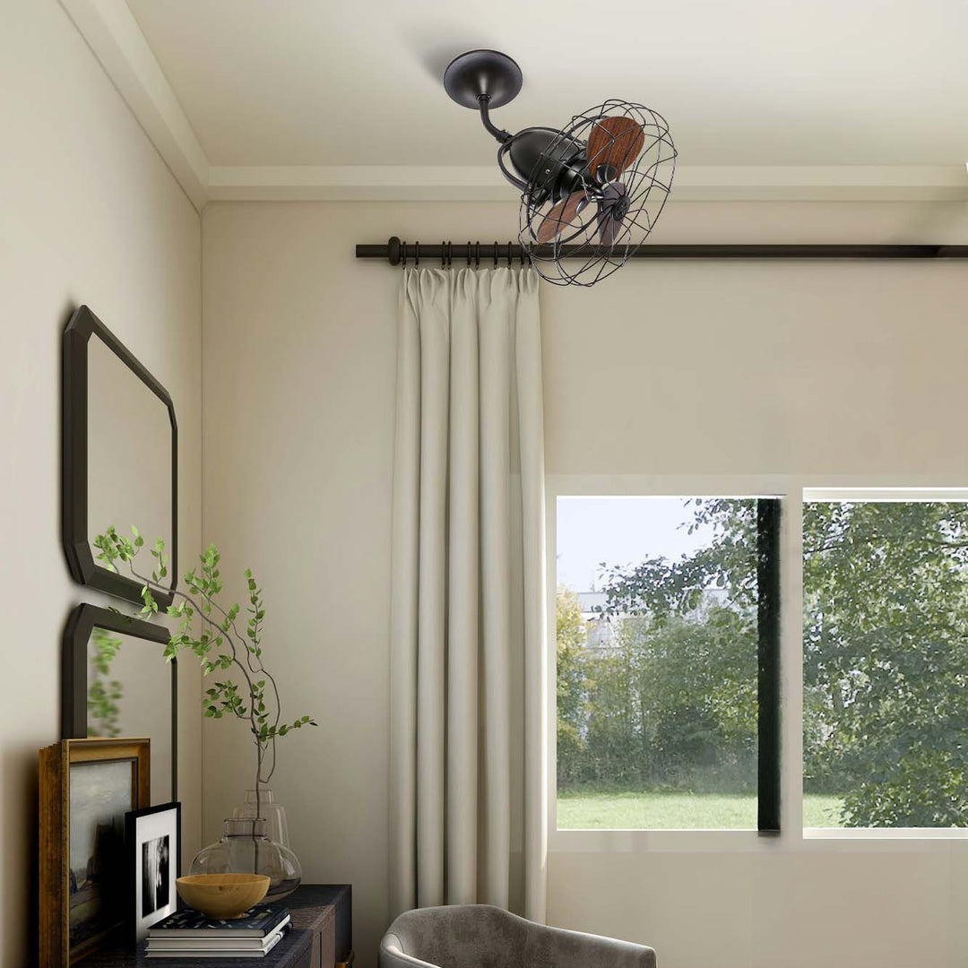 Ventilateur Keiki marron et noyer en situation