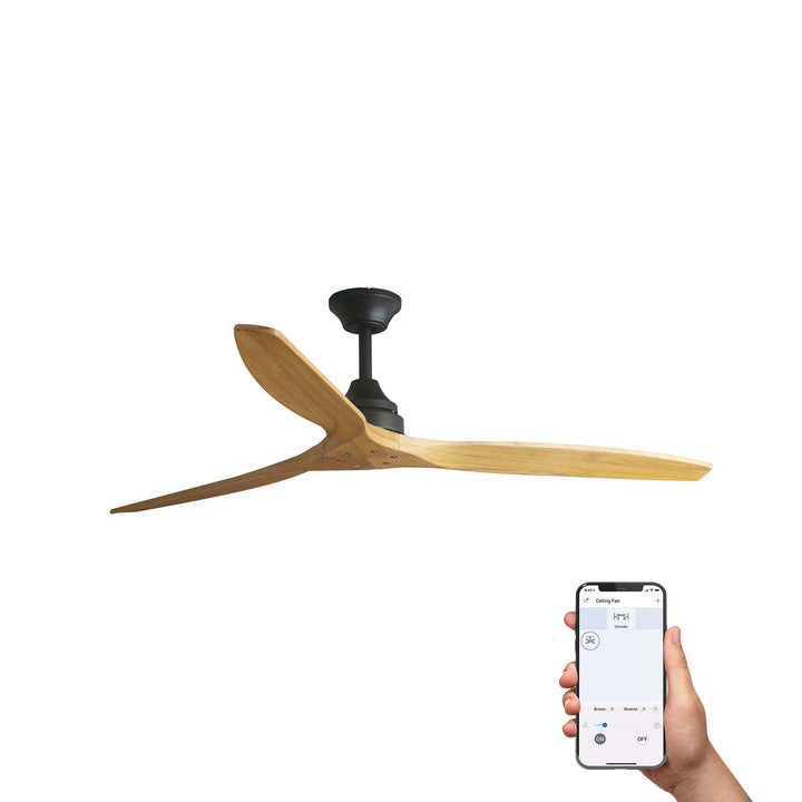 Ventilateur de plafond Alo noir et pin de Faro Barcelona, version sans lumière, Tuya