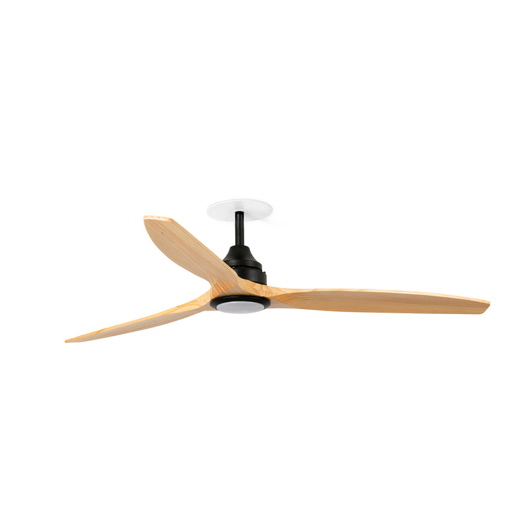 Ventilateur de plafond Alo noir et pin de Faro Barcelona, version avec lumière, encastré