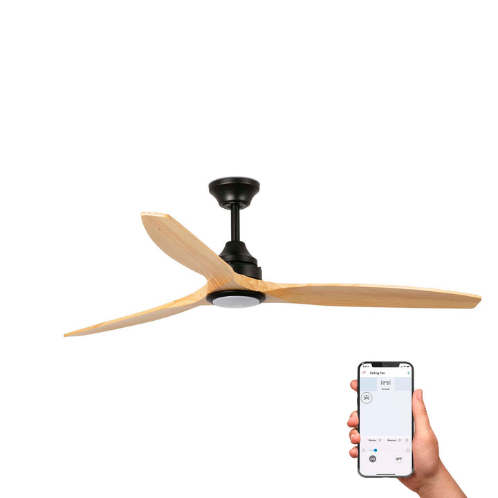 Ventilateur de plafond Alo noir et pin de Faro Barcelona, version avec lumière, Tuya