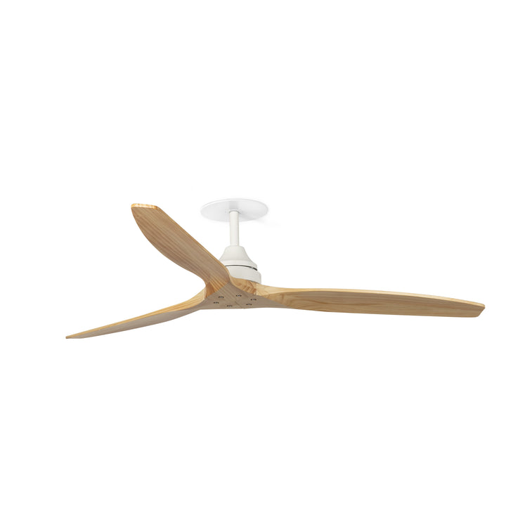 Ventilateur de plafond Alo blanc et pin de Faro Barcelona, version sans lumière, encastré