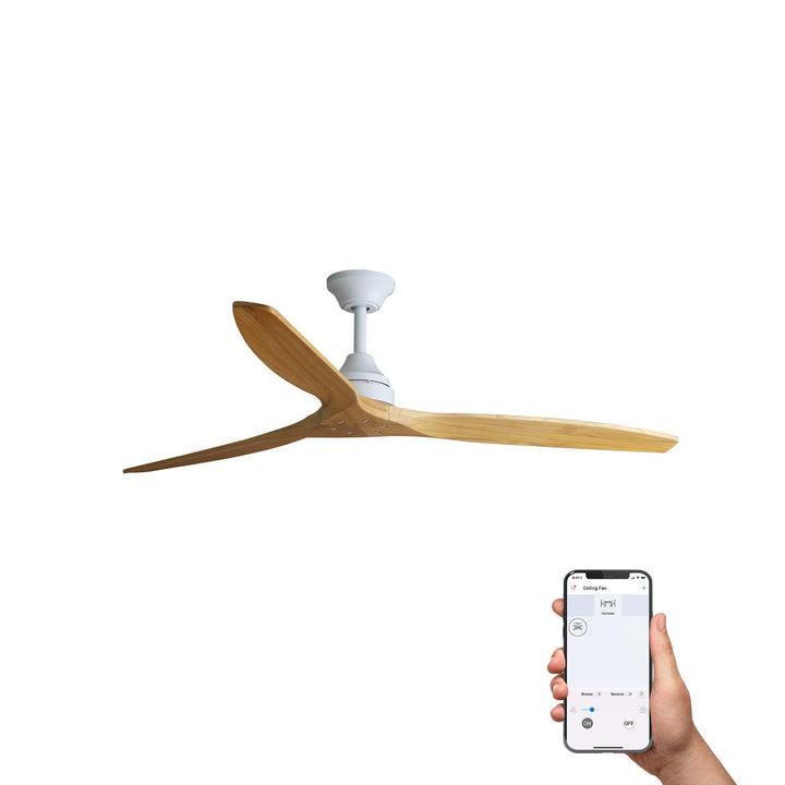 Ventilateur de plafond Alo blanc et pin de Faro Barcelona, version sans lumière, Tuya