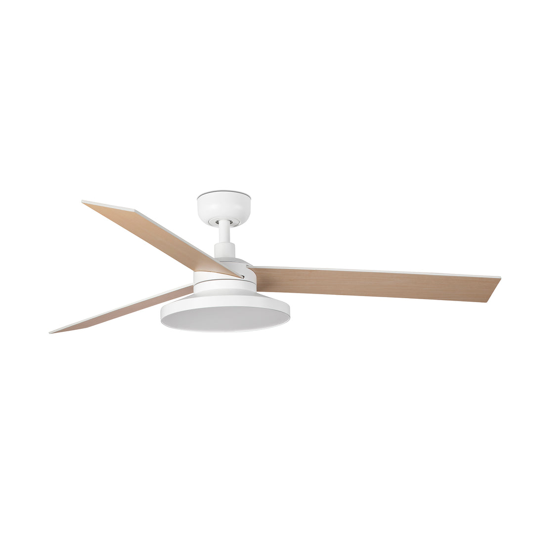 Ventilateur de plafond Rudder Ø 132 cm blanc et frêne avec kit lumière TAK de Faro Barcelona